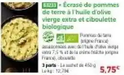 Thiriet Écrasé de pommes de terre à l'huile d'olive vierge extra et ciboulette biologique offre