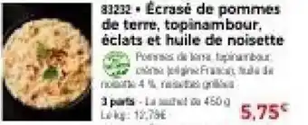 Thiriet Écrasé de pommes de terre, topinambour, éclats et huile de noisette offre