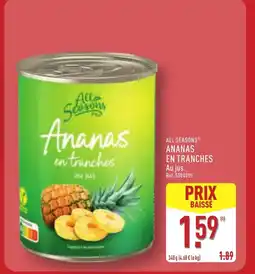 ALDI ALL SEASONS Ananas en tranches offre