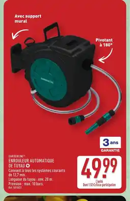 ALDI GARDENLINE Enrouleur automatique de tuyau offre
