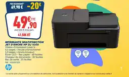 Bureau Vallée HP Imprimante multifonction jet d'encre dj 4330 offre