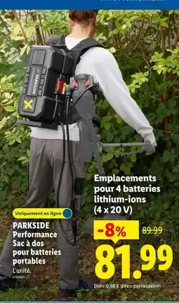 Lidl PARKSIDE Performance Sac à dos pour batteries portables offre