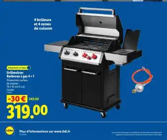 Lidl GRILLMEISTER Barbecue à gaz 4+1 offre