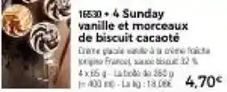 Thiriet 4 Sunday vanille et morceaux de biscuit cacaoté offre