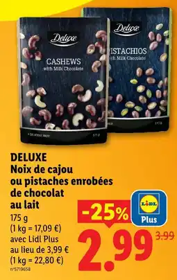 Lidl Deluxe noix de cajou enrobées de chocolat au lait offre