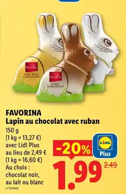 Lidl Favorina lapin au chocolat avec ruban offre