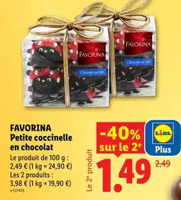 Lidl Favorina petite coccinelle en chocolat offre