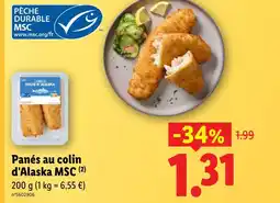 Lidl Panés au colin d'alaska offre