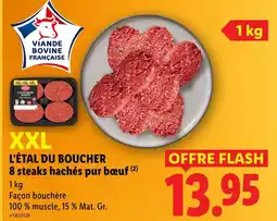 Lidl L'étal du boucher 8 steaks hachés pur bœuf offre