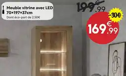 Maxi Bazar Meuble vitrine avec led 70×197×37cm offre