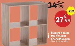 Maxi Bazar Étagère 4 cases mix n'modul 67.6×32×67.6cm offre