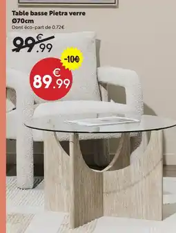 Maxi Bazar Table basse pietra verre ø70cm offre