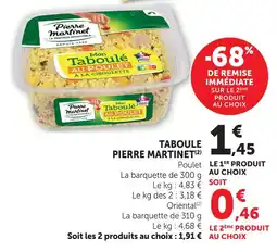U Express Pierre martinet taboulé au poulet offre