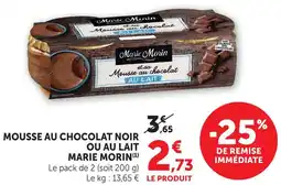 U Express Marie morin mousse au chocolat noir offre