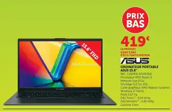 Hyper U Asus ordinateur portable 15.6 offre