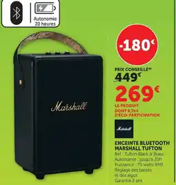 Hyper U Marshall enceinte bluetooth tufton offre