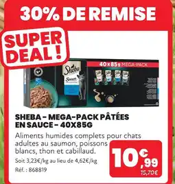 Animalis Sheba mega-pack pâtées en sauce - 40x85g offre