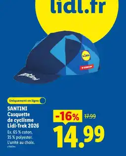 Lidl SANTINI Casquette de cyclisme Lidl-Trek 2026 offre