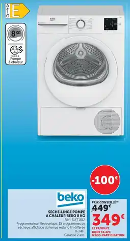 Super U Beko sèche-linge pompe à chaleur 8 kg offre
