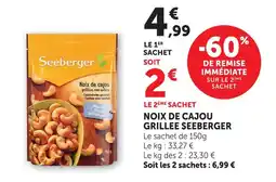 Super U Seeberger noix de cajou grillée offre