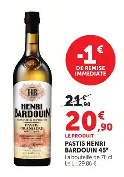 Super U Henri bardouin pastis 45° offre