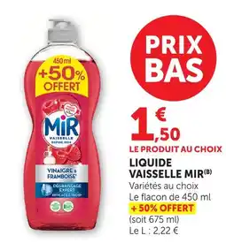 Super U Mir liquide vaisselle offre