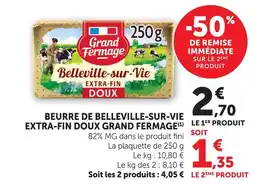 Super U Grand fermage beurre de belleville-sur-vie extra-fin doux offre