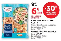 Super U Costa crevettes surgelées offre