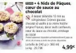 Thiriet 4 nids de pâques, cœur de sauce au chocolat offre