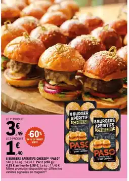 E.Leclerc PASO 8 burgers apéritifs cheese offre