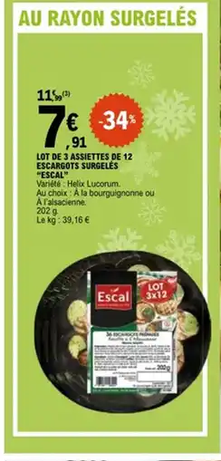 E.Leclerc ESCAL Lot de 3 assiettes de 12 escargots surgelės offre