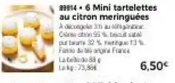 Thiriet 6 Mini tartelettes au citron meringuées offre