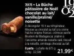 Thiriet La büche pâtissière de noël chocolat au lait, vanille,praline offre