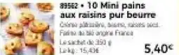 Thiriet 10 Mini pains aux raisins pur beurre offre