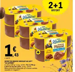 E.Leclerc LA LAITIÈRE Secret de mousse chocolat au lait offre