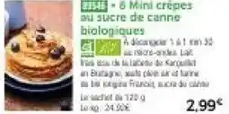 Thiriet 6 Mini crêpes on sucre de canne biologiques offre