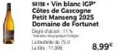 Thiriet Vin blanc igp côtes de gascogne petit manseng 2025 domaine de fortunet offre