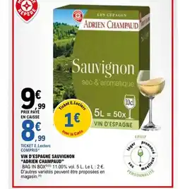 E.Leclerc ADRIEN CHAMPAUD Vin d'espagne sauvignon offre