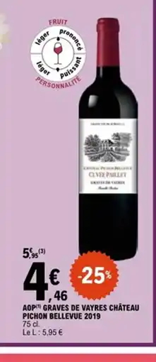 E.Leclerc Aop graves de vayres château pichon bellevue 2019 offre