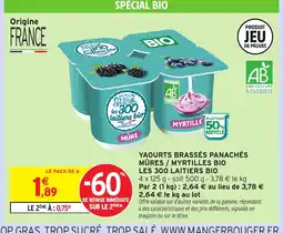 Intermarché Express LES 300 LAITIERS BIO Yaourts brassés panachés mûres/myrtilles bio offre