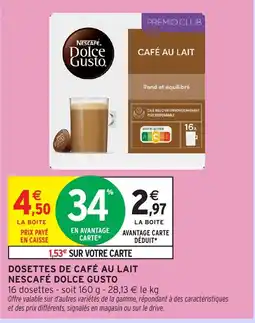 Intermarché Express NESCAFÉ DOLCE GUSTO Dosettes de café au lait offre