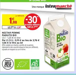Intermarché Express PAQUITO BIO Nectar pomme offre