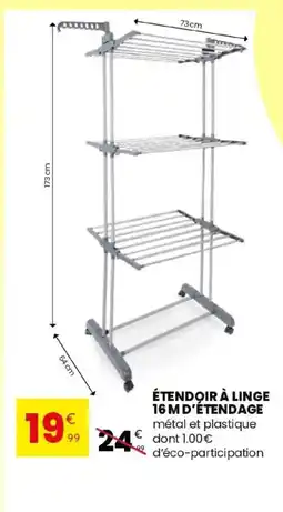 Stokomani Étendoir à linge 16 m d'étendage offre