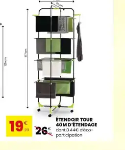 Stokomani Étendoir tour 40m d'étendage offre
