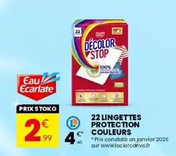 Stokomani EAU ECARLATE 22 lingettes protection couleurs offre