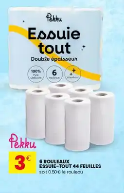 Stokomani PEKKU 6 rouleaux essuie-tout 44 feuilles offre