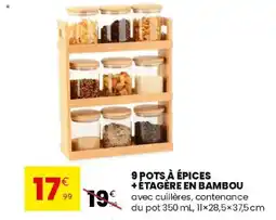 Stokomani 9 pots à épices + étagère en bambou offre