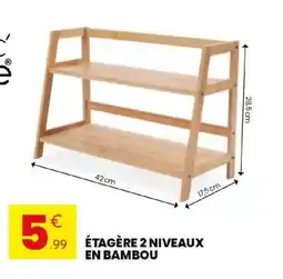 Stokomani Étagère 2 niveaux en bambou offre