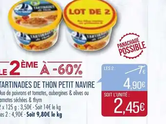 Match Tartinades de thon petit navire offre