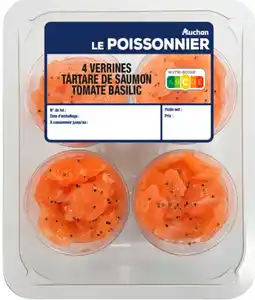 Auchan Sans marque 4 verrines saumon basilic ou crevettes auchan le poissonnier offre